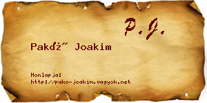 Pakó Joakim névjegykártya